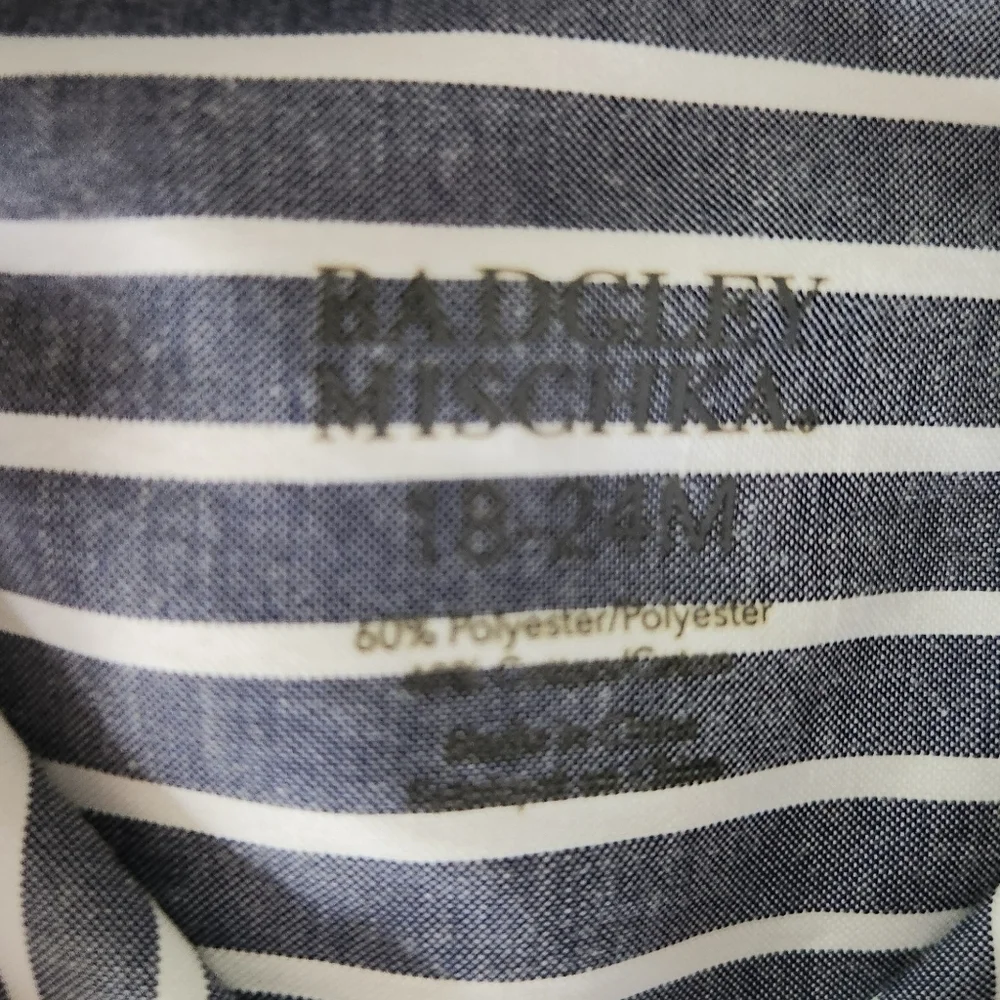 Badgley Mischka Boy's Gray Stripe Button Down Long Sleeve‎ Shirt 18-24 mnth